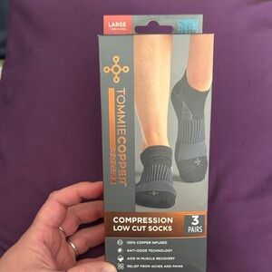 Tommie Copper Black Compression Low Cut Socks